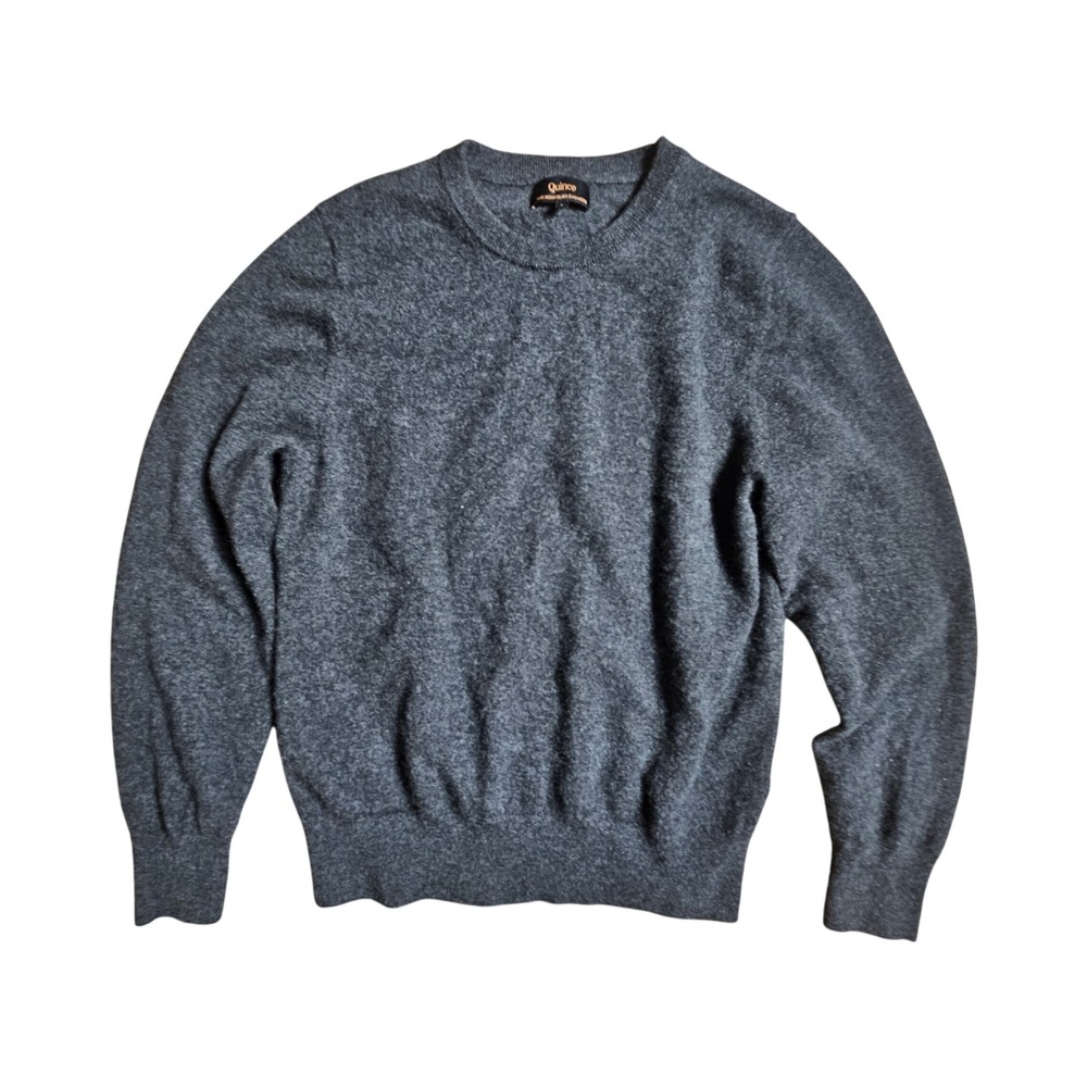 Quince 100% Mongolian Cashmere Crewneck Sweater Heather Gray L Quiet Luxury